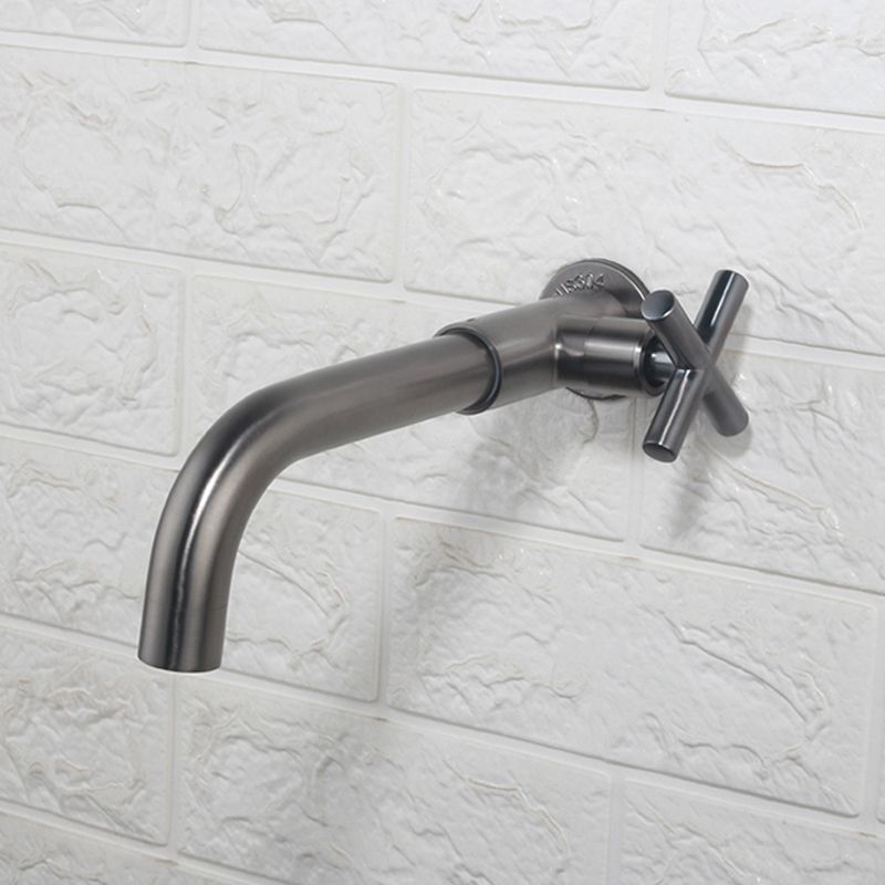 Skorter | Contemporary Wall-Mounted Bathroom Faucet Cross Handles Stainless Steel Faucet