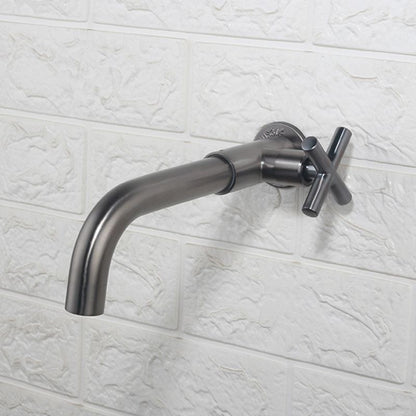 Skorter | Contemporary Wall-Mounted Bathroom Faucet Cross Handles Stainless Steel Faucet