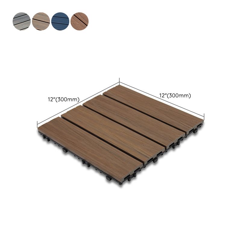 Skorter | 12" X 12" 4-Slat Square PVC Floor Tiles Snap-Fit Installation Floor Tiles
