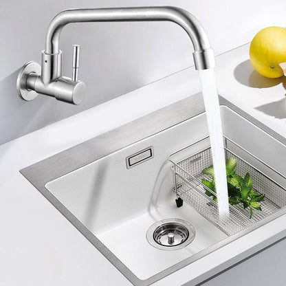 Skorter | Modern Bridge Faucet 304 Stainless Steel Knob Handle Swivel Spout Wall Mounted Faucet