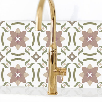 Skorter | Beige Tone Peel & Stick Tile Square Pattern Print Single Tile