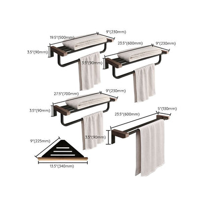 Skorter | 7-piece bathroom accessory set metal bath set with wood accents