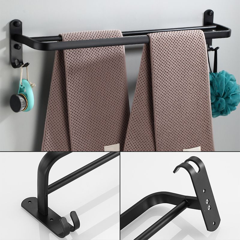 Skorter | Contemporary Bathroom Accessory Set Black Surface Bathrobe Hook/Towel Ring Bar