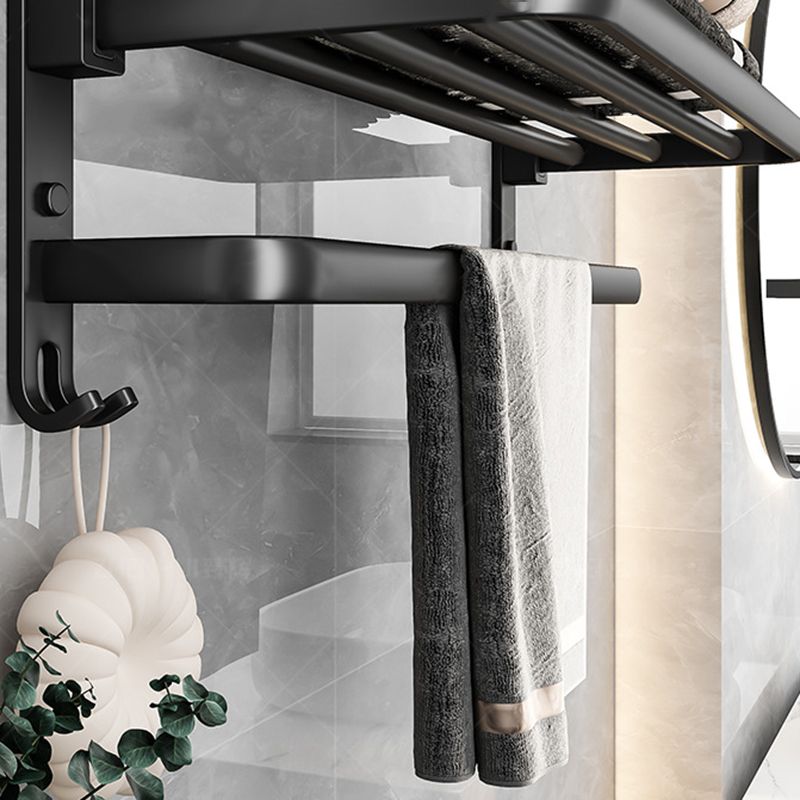 Skorter | Black Aluminum Bathroom Accessory Set Modern Bathroom Shelf / Towel Bar & Paper Holder