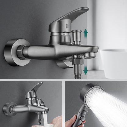 Skorter | Bathtub filler wall mount hand shower single lever handle 2 holes low arc bathtub faucet with hose