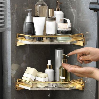Skorter | Bathroom Accessories Set in Gold Metal and Acrylic Bathroom Accessories Set