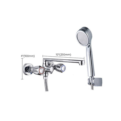 Skorter | Contemporary Bathtub Faucet Trim Chrome Wall-Mounted Swivel Spout with Hand Shower