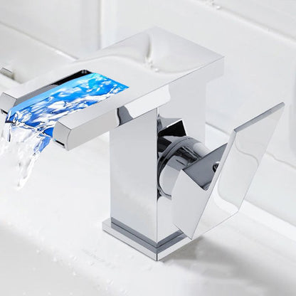 Skorter | Modern Faucet for Sink Brass Lever Handles LED Waterfall Sink Faucet