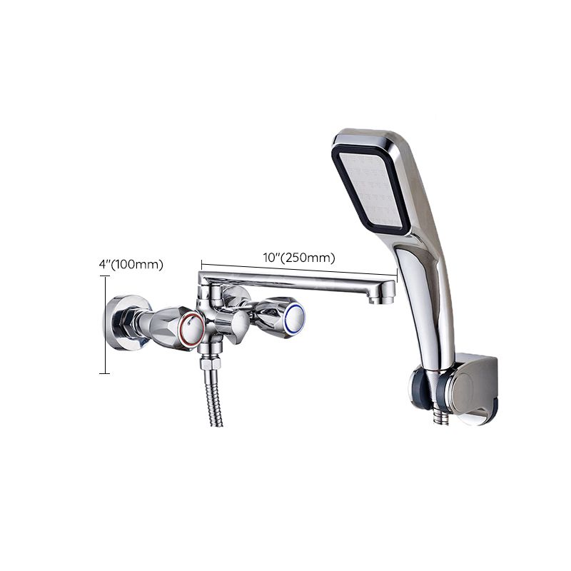 Skorter | Contemporary Bathtub Faucet Trim Chrome Wall-Mounted Swivel Spout with Hand Shower