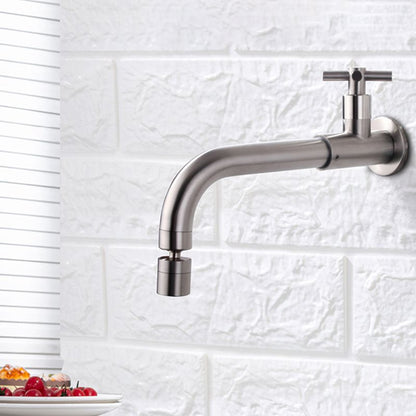 Skorter | Contemporary Wall-Mounted Bathroom Faucet Cross Handles Stainless Steel Faucet