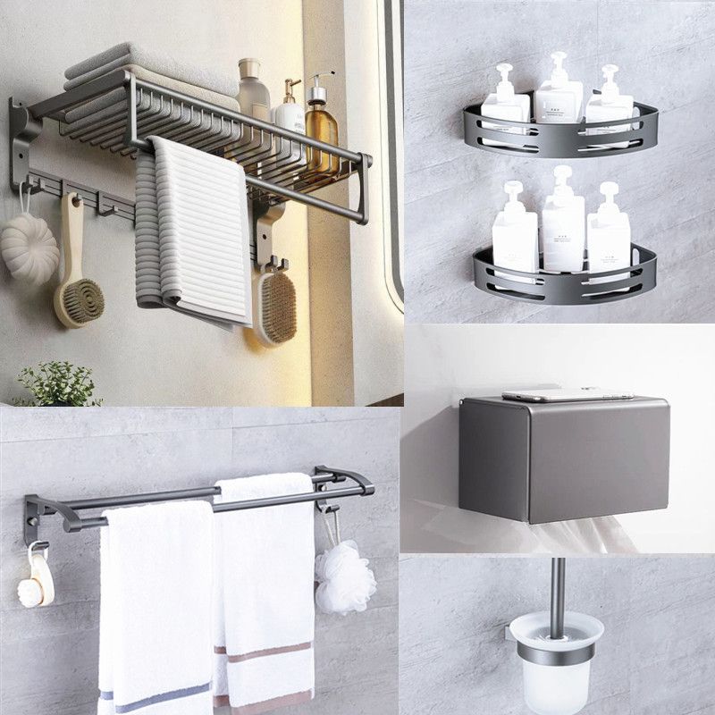 Skorter | Matt gray bathroom accessory set bathroom shelf/towel holder & paper holder included