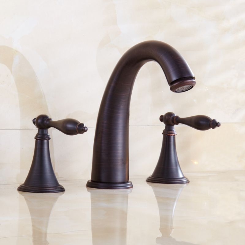 Skorter | Copper Deck-Mounted Roman Bathtub Faucet Low Arc Roman Bathtub Faucet Set