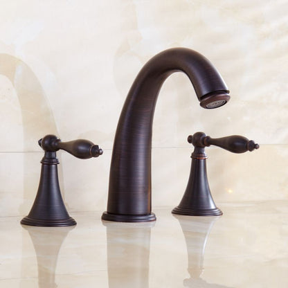 Skorter | Copper Deck-Mounted Roman Bathtub Faucet Low Arc Roman Bathtub Faucet Set