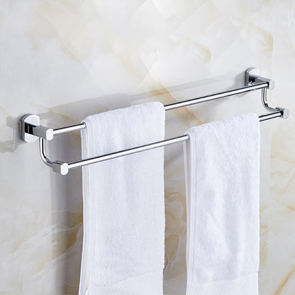 Skorter | Polished Chrome Modern Bathroom Accessory Set Silver Towel Holder/Bath Shelf