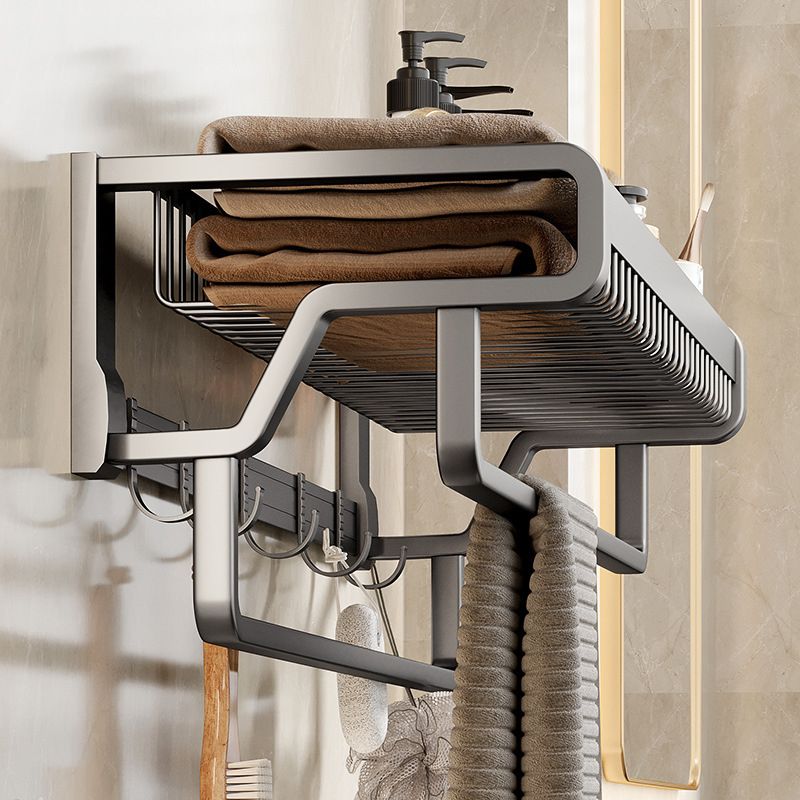 Skorter | Aluminium modern bathroom accessory set polished grey bathroom shelf/toilet paper holder/robe hooks