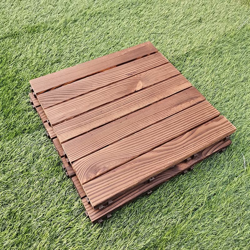 Skorter | 7-Slat Square Wood Floor Tiles Click Installation Outdoor Floor Tiles
