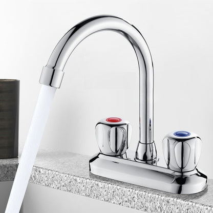 Skorter | 2-Handle Brass Bathroom Faucet Modern High Arc Center Tap