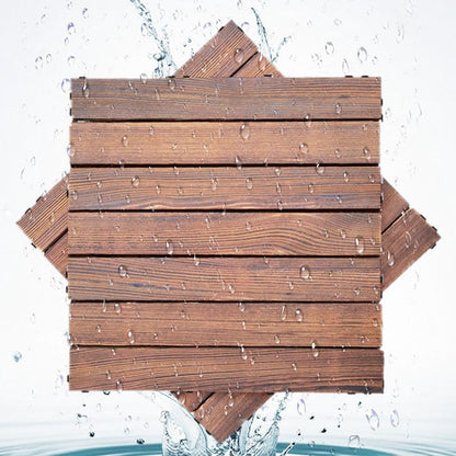 Skorter | 7-Slat Square Wooden Terrace Tiles Click Installation Outdoor Floor Tiles