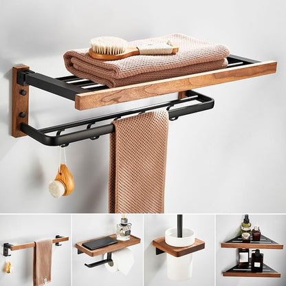 Skorter | 7-piece toilet accessory set made of solid wood and metal