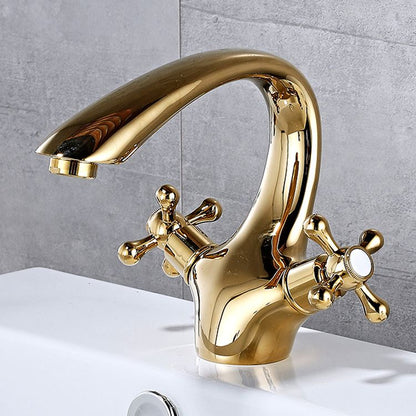 Skorter | Bathroom Vessel Faucet Double Cross Handle Low Arc Industrial Sink Faucet