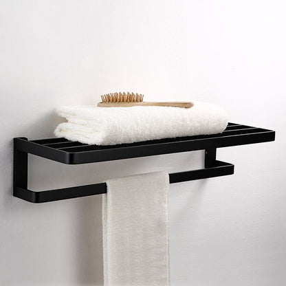 Skorter | Black Bathroom Accessories Hardware Set with Towel Rail and Bath Shelf