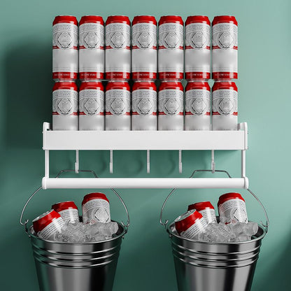 Skorter | 2-piece modern bathroom accessory set White rectangular wall shelf