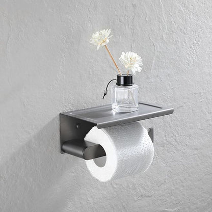 Skorter | 5-piece modern bathroom accessory set made of stainless steel with towel rail/robe hooks/toilet paper holder