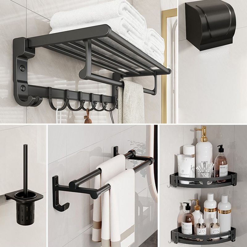 Skorter | Chrome/Black Classic Bathroom Accessories Set Modern Bath Shelf/Towel Bar & Paper Holder