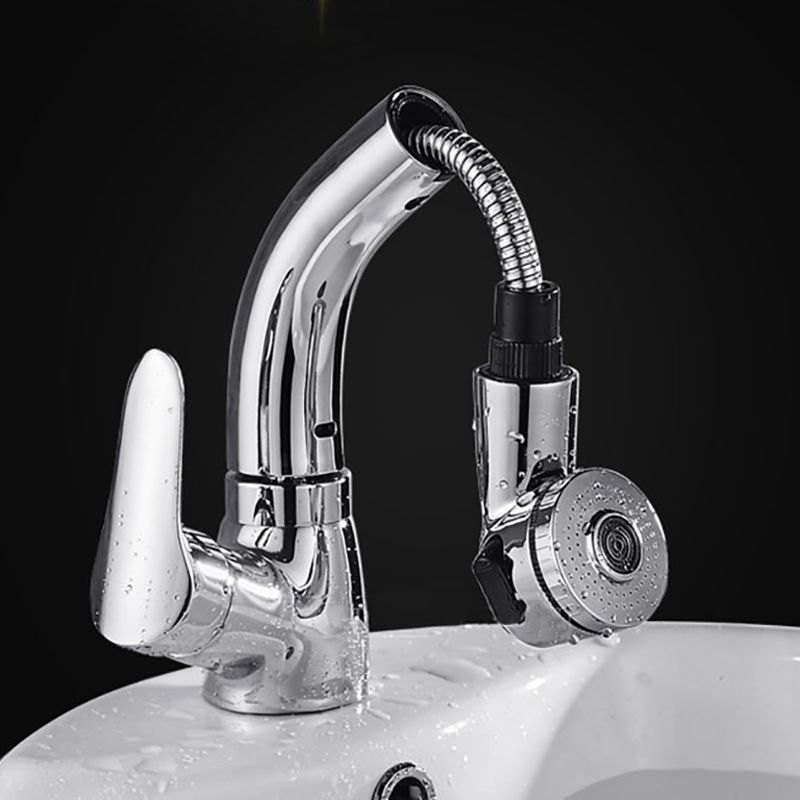 Skorter | Vessel Sink Bathroom Faucet with Swivel Spout Single Handle Faucet with Pull-Out Spray