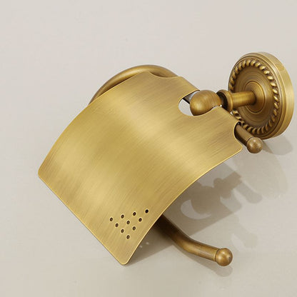 Skorter | Brass Traditional Bathroom Accessory Set Vintage Bronze Bathroom Shelf/Towel Holder/Bathrobe Hook