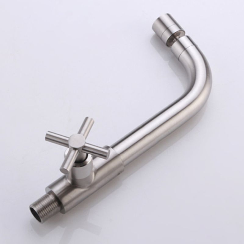 Skorter | Contemporary Wall-Mounted Bathroom Faucet Cross Handles Stainless Steel Faucet