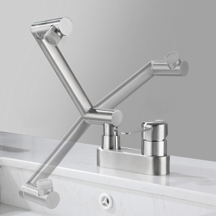 Skorter | 2 holes sink faucet swivel stainless steel single handle central mount faucet
