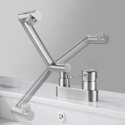 Skorter | 2 holes sink faucet swivel stainless steel single handle central mount faucet