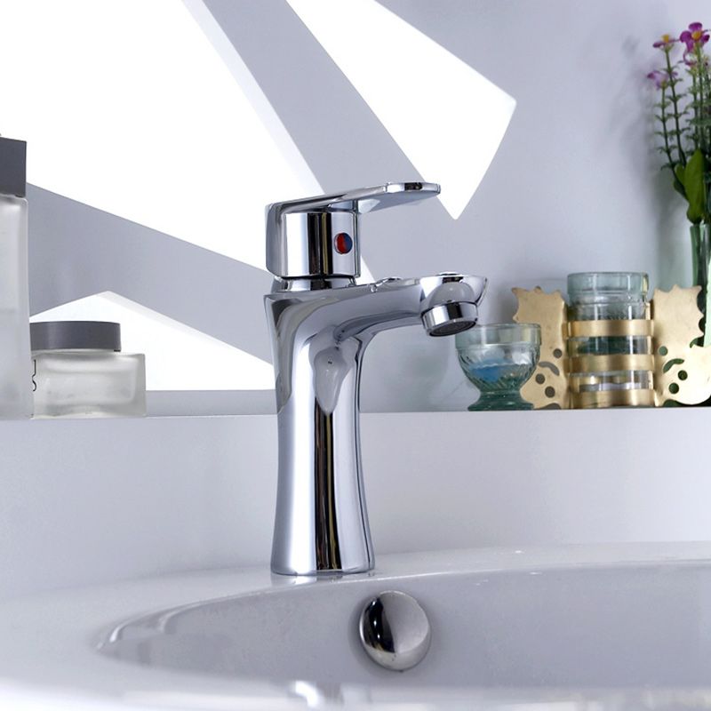 Skorter | Basic Metal Washbasin Faucet Silver Bathroom Faucet with Lever Handle
