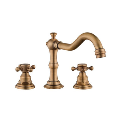 Skorter | European Style Widespread Basin Mixer Brass 2 Handle Bathroom Vessel Mixer with Hoses