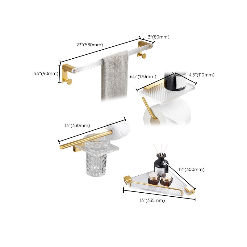 Skorter | Bathroom Accessories Set in Gold Metal and Acrylic Bathroom Accessories Set