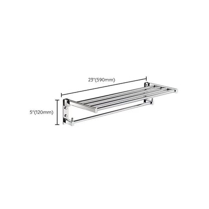 Skorter | Polished Chrome Modern Bathroom Accessory Set Silver Towel Holder/Bath Shelf