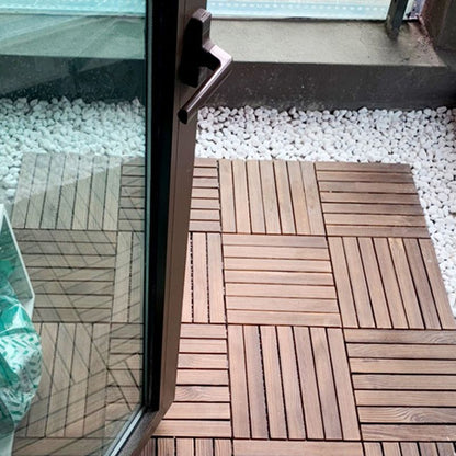 Skorter | 7-Slat Square Wood Floor Tiles Click Installation Outdoor Floor Tiles