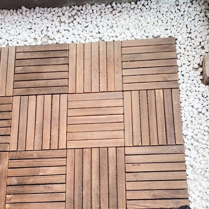Skorter | 7-Slat Square Wood Floor Tiles Click Installation Outdoor Floor Tiles