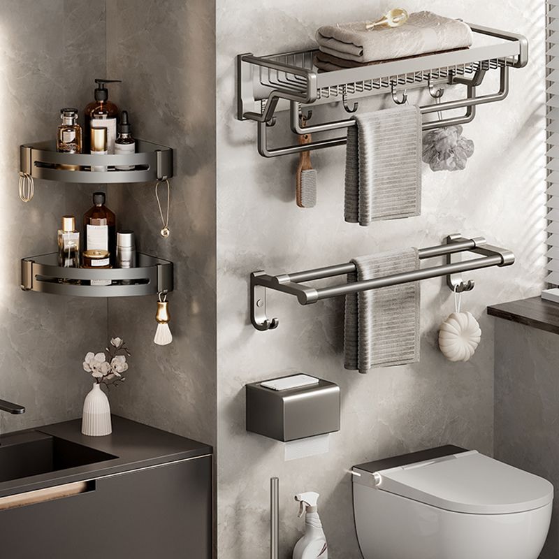 Skorter | Contemporary bathroom accessory set made of matte stainless steel-aluminum with bathrobe hook/towel bar