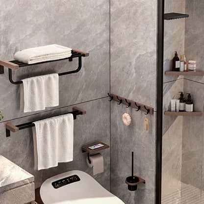 Skorter | 7-piece bathroom accessory set metal bath set with wood accents