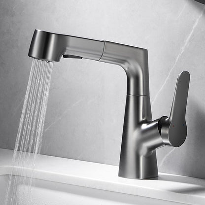 Skorter | Bathroom Vessel Faucet High Arc Three-Way Spout Single Handle Faucet with Pull-Out Sprayer