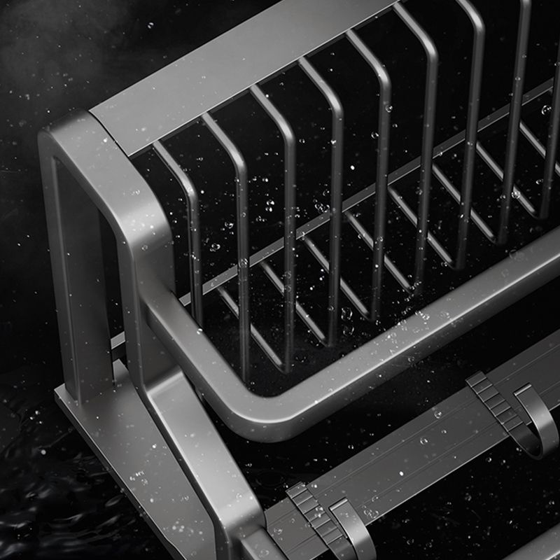 Skorter | Contemporary bathroom accessory set made of matte stainless steel-aluminum with bathrobe hook/towel rail