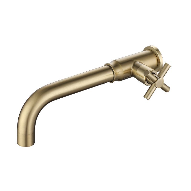 Skorter | Contemporary Vessel Water Faucet Stainless Steel Cross Handles Wall Mounted Bathroom Faucet