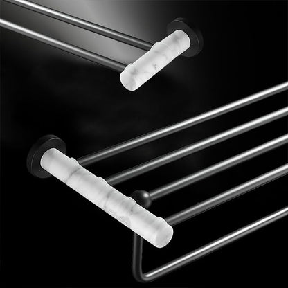 Skorter | Metal and Marble Bathroom Hardware Set as a Single Piece or as a Set in Black