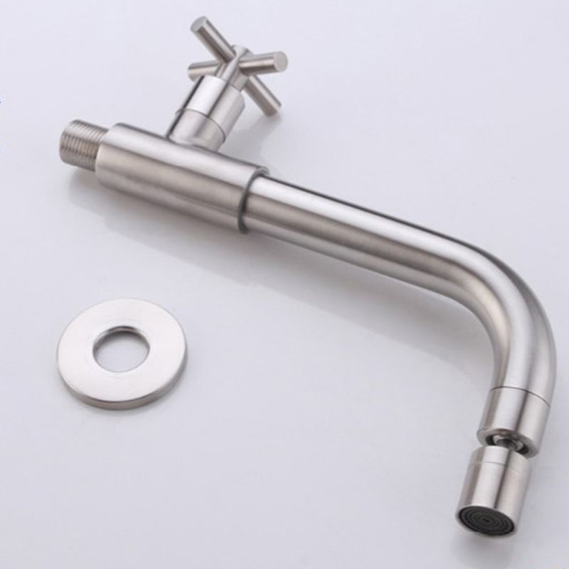 Skorter | Contemporary Wall-Mounted Bathroom Faucet Cross Handles Stainless Steel Faucet