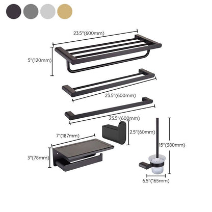 Skorter | 5-piece modern bathroom accessory set made of stainless steel with towel rail/robe hooks/toilet paper holder