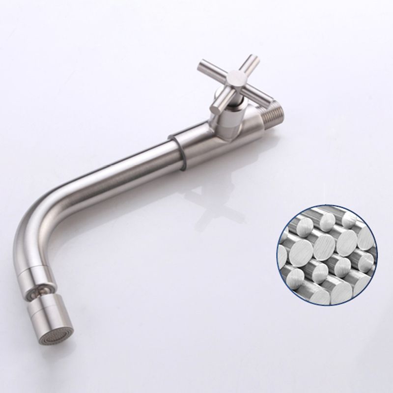 Skorter | Contemporary Wall-Mounted Bathroom Faucet Cross Handles Stainless Steel Faucet
