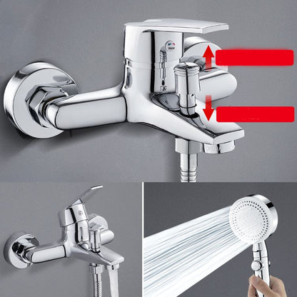 Skorter | Contemporary Wall Mounted Bathroom Faucet Lever Handles 2-Hole Faucet Brass Faucet