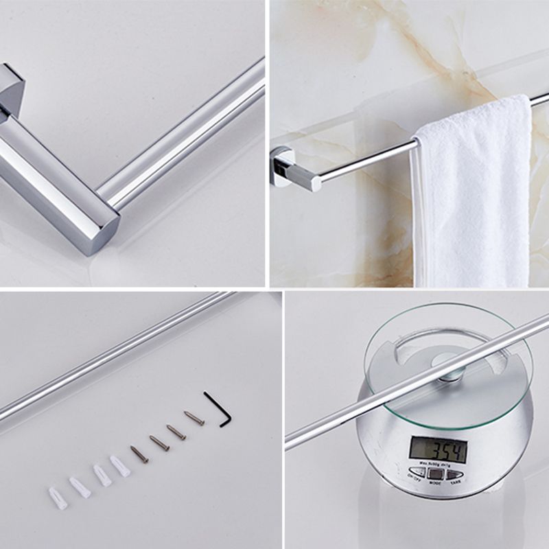 Skorter | Contemporary Bathroom Accessories Hardware Set in Silver Metal